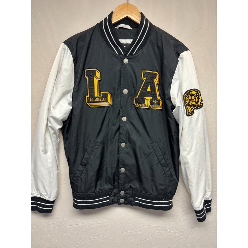 Hollister Varsity Jacket‎ Mens Black White Los Angeles California Embroidered
